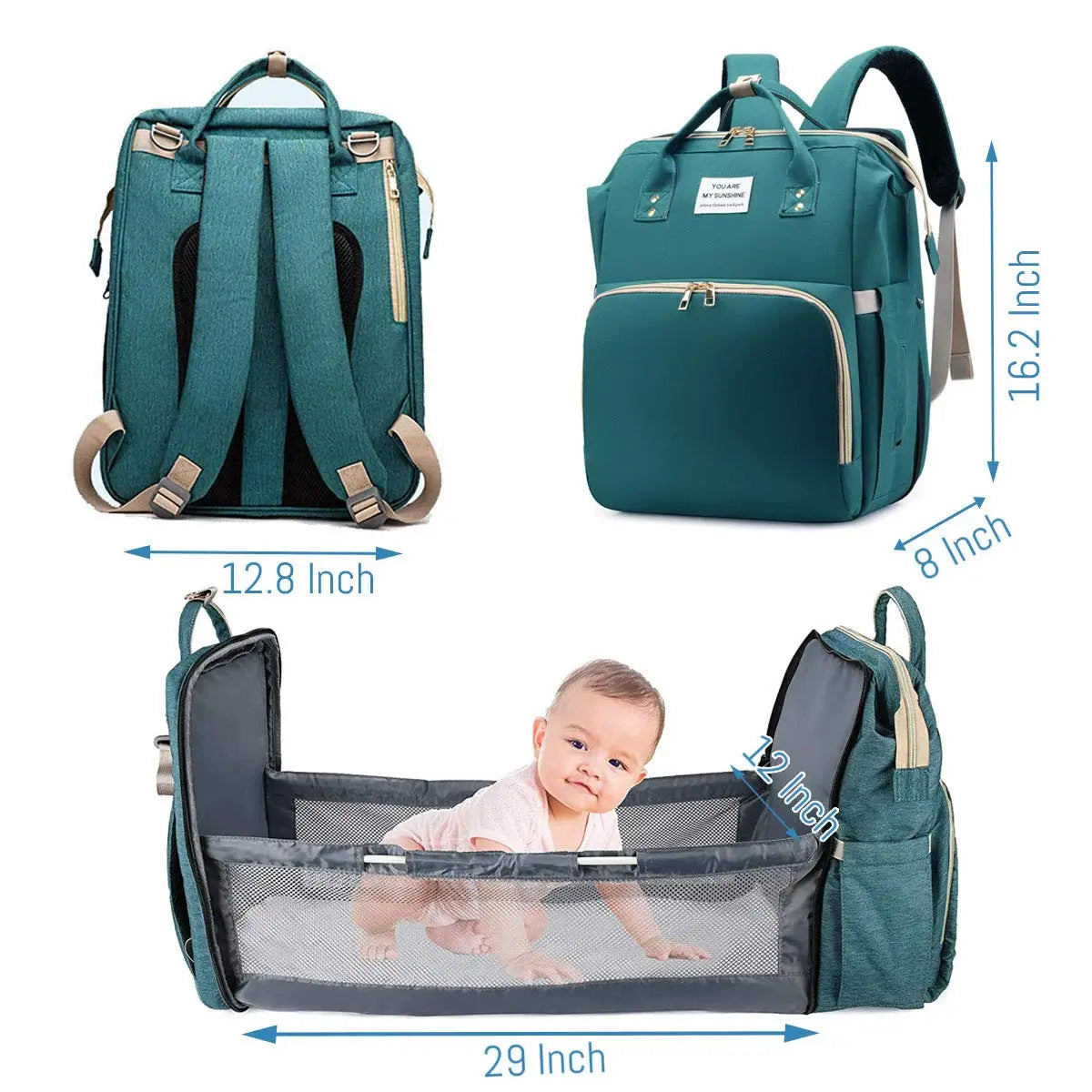 3 In 1 Diaper Bag Backpack Foldable Baby Bed Waterproof Travel Bag with USB Charge Diaper Bag Backpack with Changing Bed 3 types